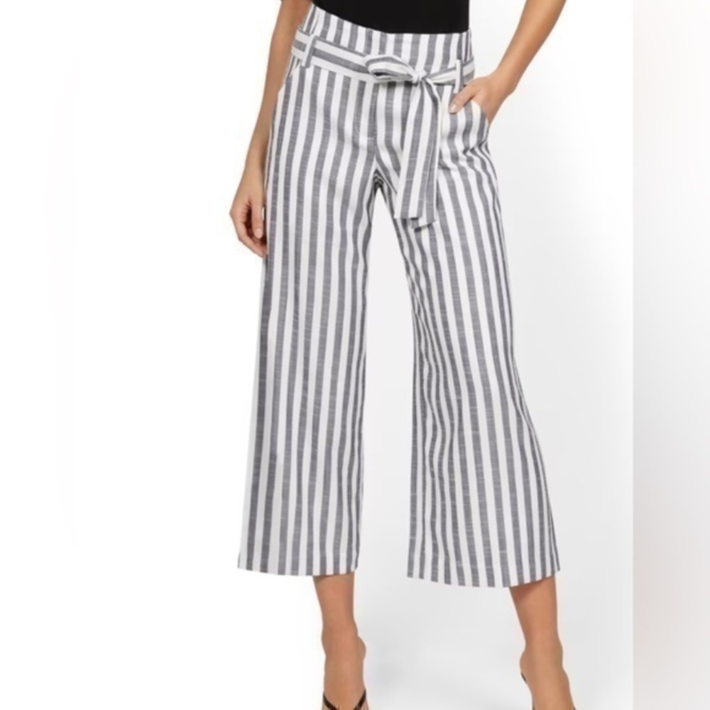 New York & Company The Madie Pant Crop Pant Grand Sapphire Striped Pants Size 6